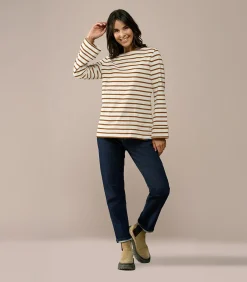 Caroline Tensen Chester Streep Top Ecru / Camel