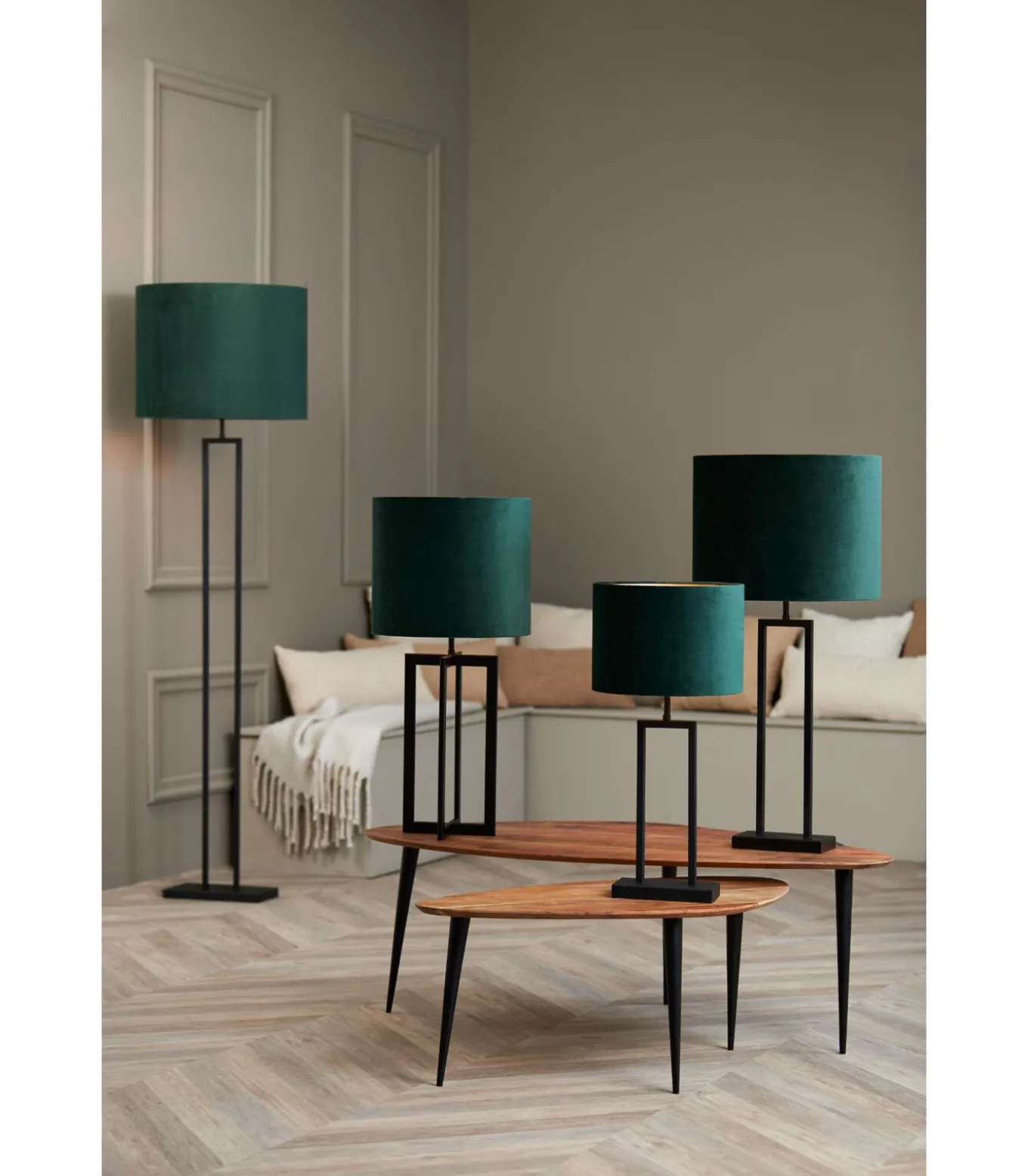 Cilinder Lampenkap Velours - Dutch Green - Ø40x30cm