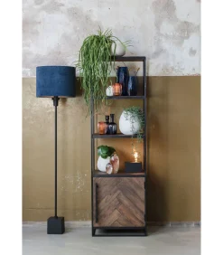 Cilinder Lampenkap Velours - Petrol Blue - Ø40x30cm