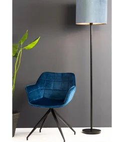 Cilinder Lampenkap Velours - Petrol Blue - Ø40x30cm