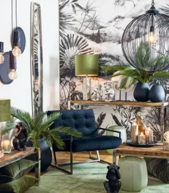 Cilinder Lampenkap Velours - Olive Green - Ø30x21cm