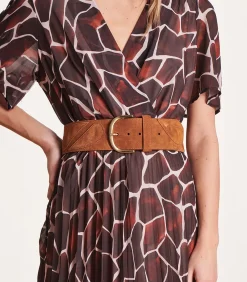 Cognac leren brede riem