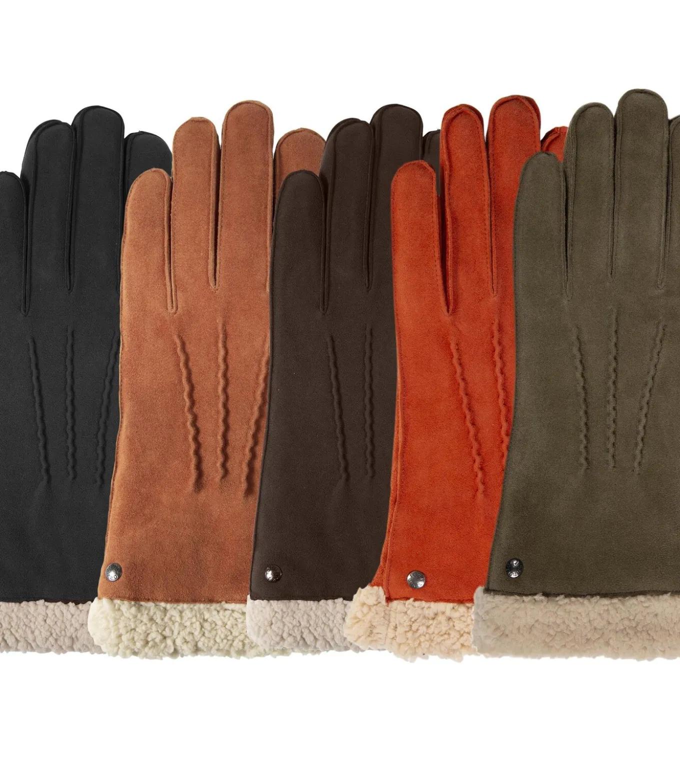 Cognac suède leren handschoenen voor dames