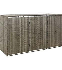 Containerberging driedubbel 207x80x117 cm poly rattan grijs