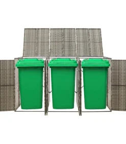 Containerberging driedubbel 207x80x117 cm poly rattan grijs