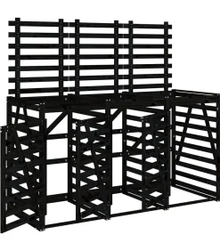 Containerberging drievoudig massief grenenhout zwart