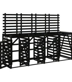 Containerberging viervoudig massief grenenhout zwart