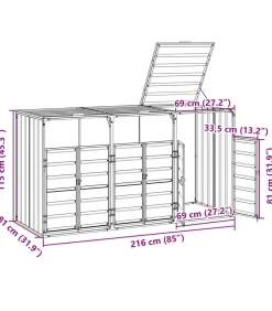 Containerberging voor 3 containers 216x81x115 cm staal grijs