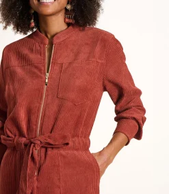 Corduroy broekpak terracotta