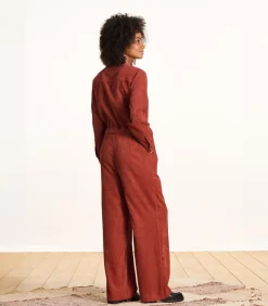 Corduroy broekpak terracotta