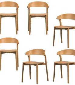 Cras Eetkamerstoelen - Essenhout - Naturel - Set van 6
