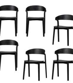 Cras Eetkamerstoelen - Essenhout - Zwart - Set van 6