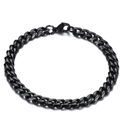 Cuban Link Heren Armband - Dikke Schakel - 7mm - Zwart