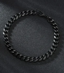 Cuban Link Heren Armband - Dikke Schakel - 7mm - Zwart