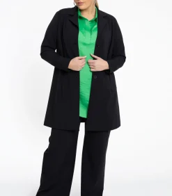 Dames Blazer met imitatieleren detail