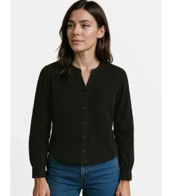 Dames geperforeerd T-shirt met lange mouwen