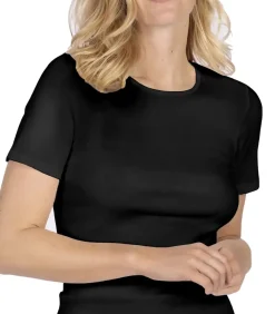 Dames T-shirt biologisch katoen zwart - Duurzaam Vrouwen ondershirt korte mouwen - Ronde hals