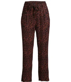 Damesbroek met luipaardprint en strikceintuur