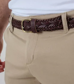 DEAN - Gevlochten riem met leereffect