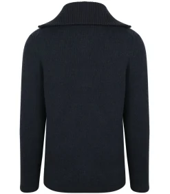 Deep Zip Pullover Boiled Wool Navy