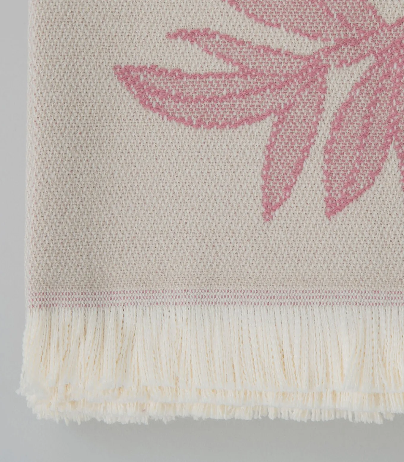 Deken 2 personen Blad 200x220 cm Beige/Orchidee