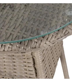 3-delige Bistroset met kussens poly rattan bruin