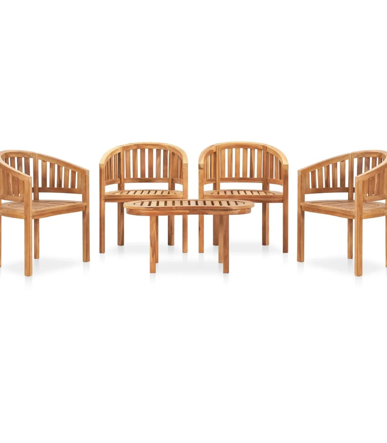 5-delige Loungeset banaanvormig massief teakhout