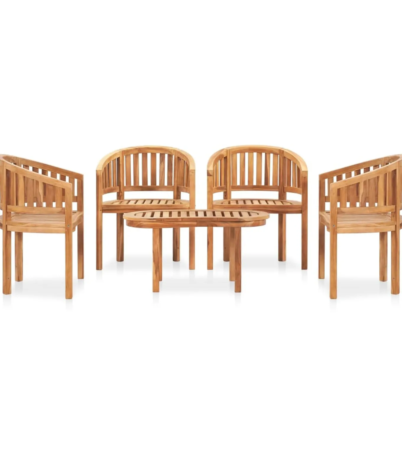 5-delige Loungeset banaanvormig massief teakhout