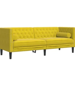 2-delige Loungeset Chesterfield met bolsters fluweel geel