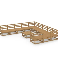 12-delige Loungeset massief grenenhout