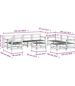 10-delige Loungeset massief grenenhout wit