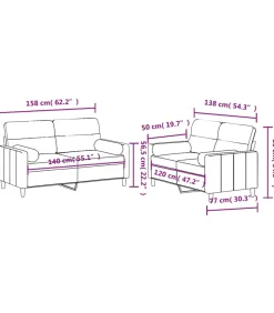2-delige Loungeset met kussens stof bruin