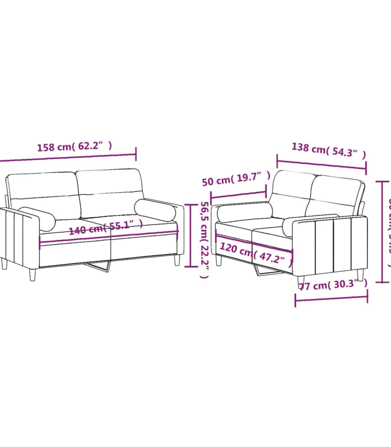 2-delige Loungeset met kussens stof bruin