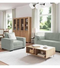 3-delige Loungeset met kussens fluweel lichtgrijs