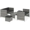 5-delige Loungeset met kussens poly rattan grijs
