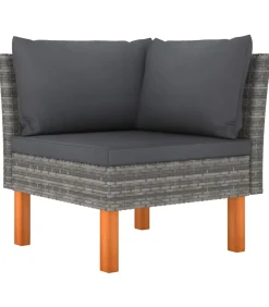 4-delige Loungeset met kussens poly rattan grijs