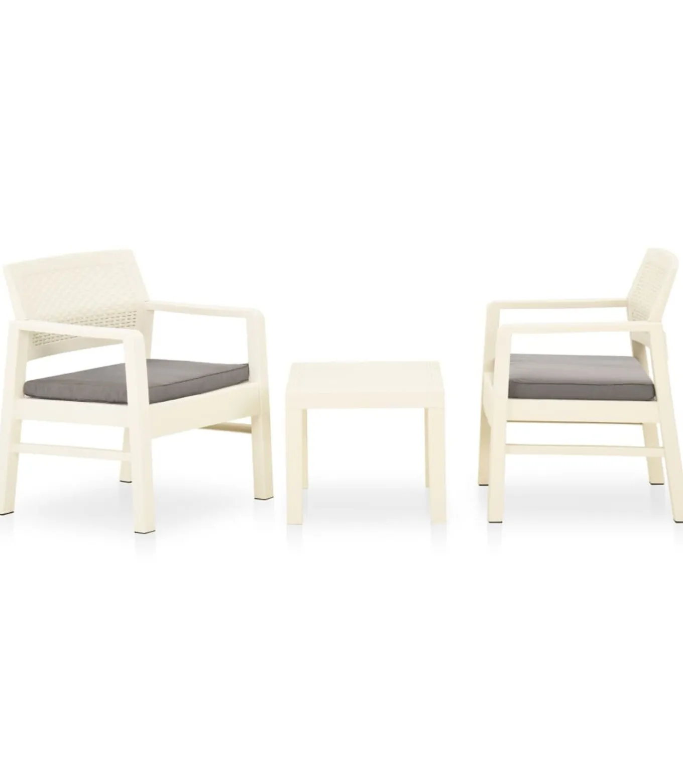 3-delige Loungeset met kussens kunststof wit