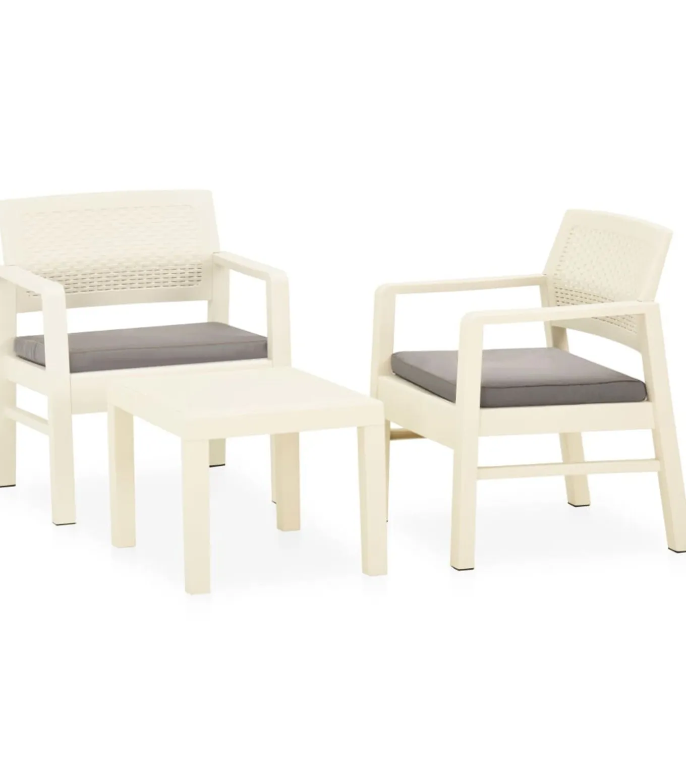 3-delige Loungeset met kussens kunststof wit