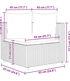 10-delige Loungeset met kussens poly rattan bruin