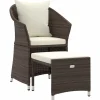 2-delige Loungeset met kussens poly rattan bruin