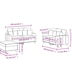 3-delige Loungeset met kussens stof wijnrood