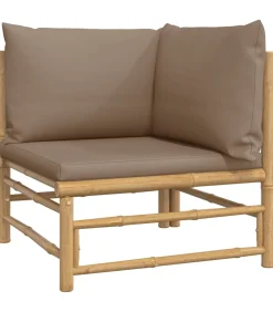 11-delige Loungeset met kussens bamboe taupe