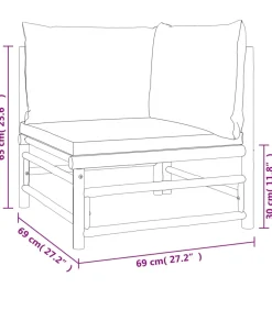 11-delige Loungeset met kussens bamboe taupe