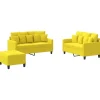 3-delige Loungeset met kussens stof lichtgeel