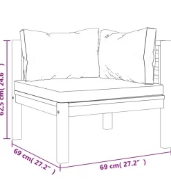 9-delige Loungeset met kussens massief acaciahout