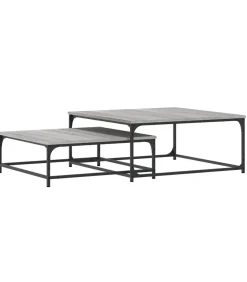 2-delige Tafeltjesset bewerkt hout grijs sonoma eikenkleurig