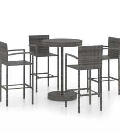 5-delige Tuinbarset poly rattan grijs