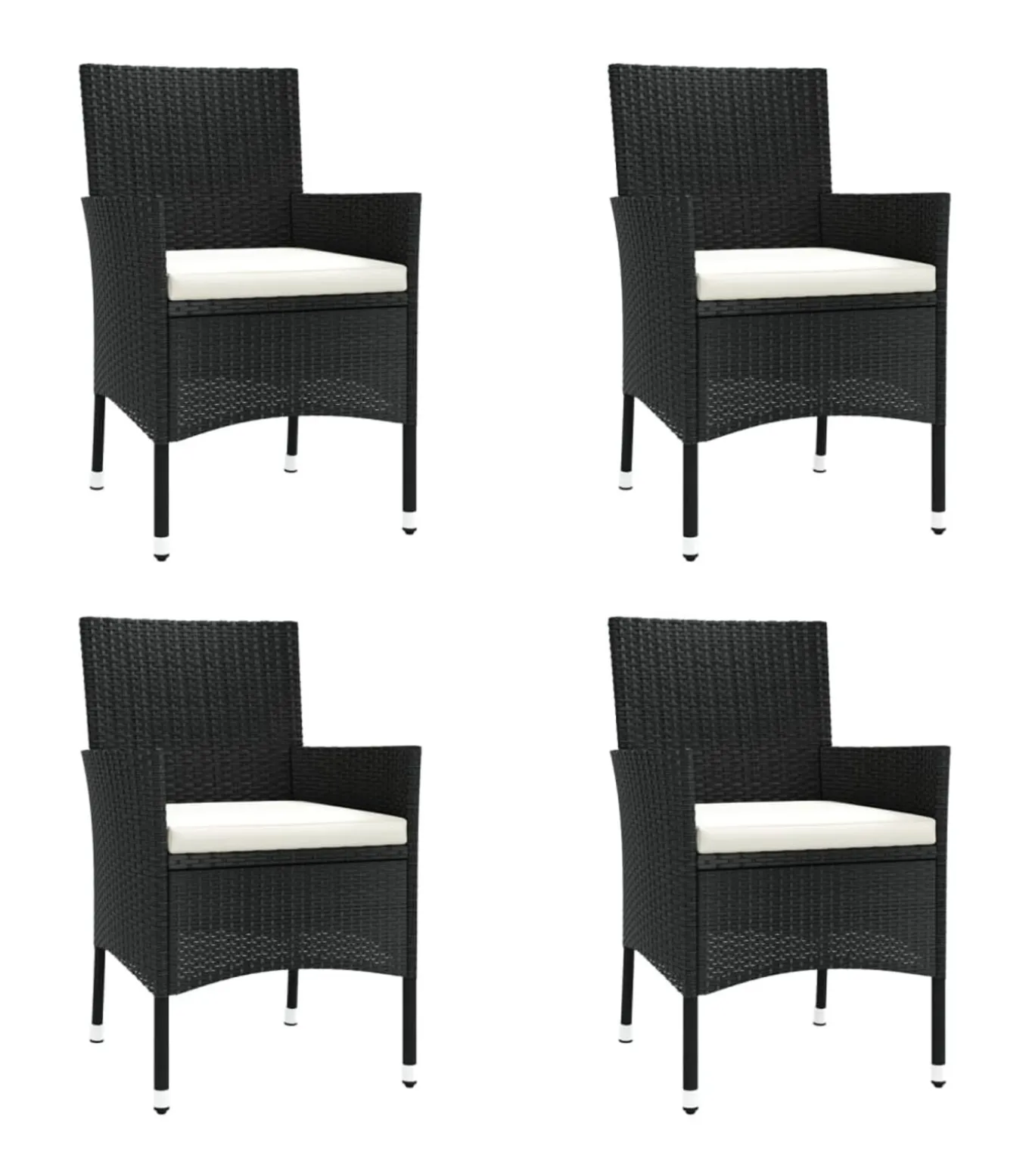 5-delige Tuinset met kussens poly rattan zwart