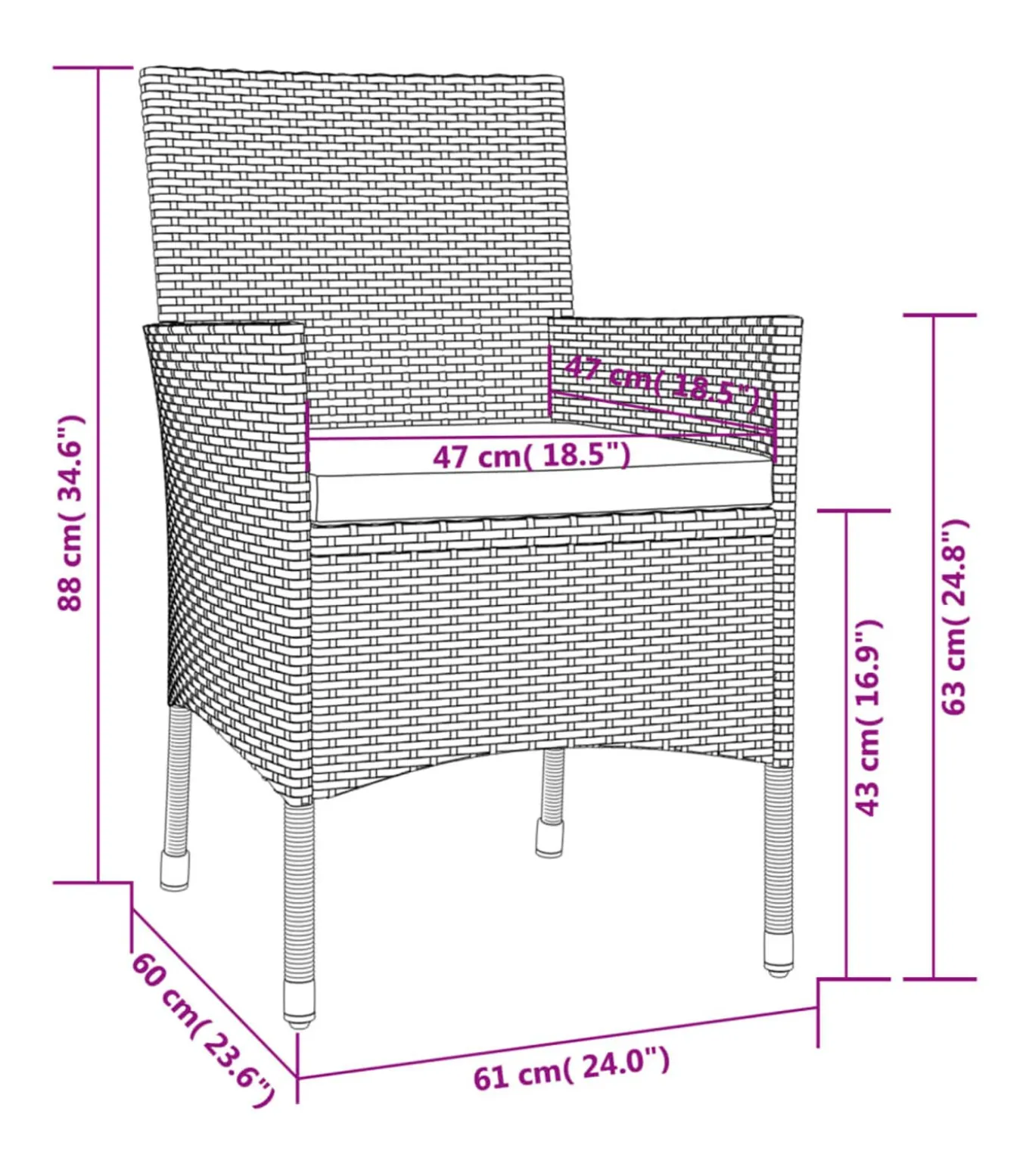 5-delige Tuinset met kussens poly rattan zwart