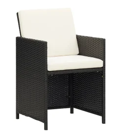 5-delige Tuinset met kussens poly rattan zwart